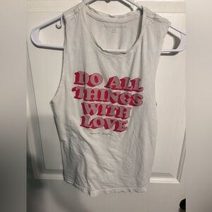 Spiritual Gangster White Tank Top with Pink Text